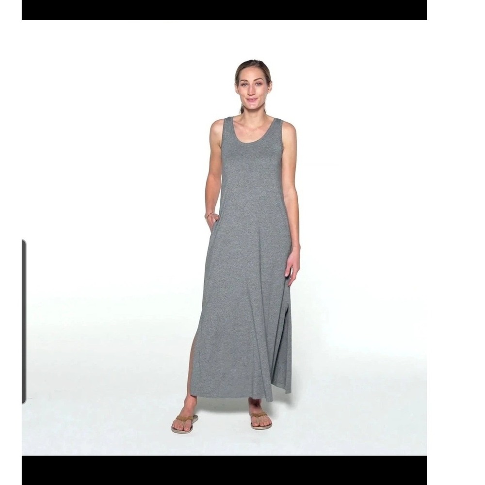 FreeFly Womens Heritage Bamboo Maxi Dress Heather Gray Sleeveless Tank M